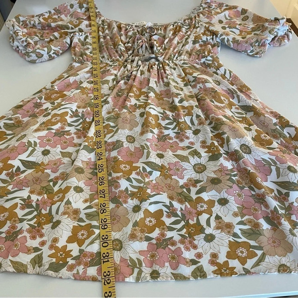 Baevely Mini Dress Everything And More Dress Multi Floral Keyhole Puff Sleeve - Picture 12 of 15
